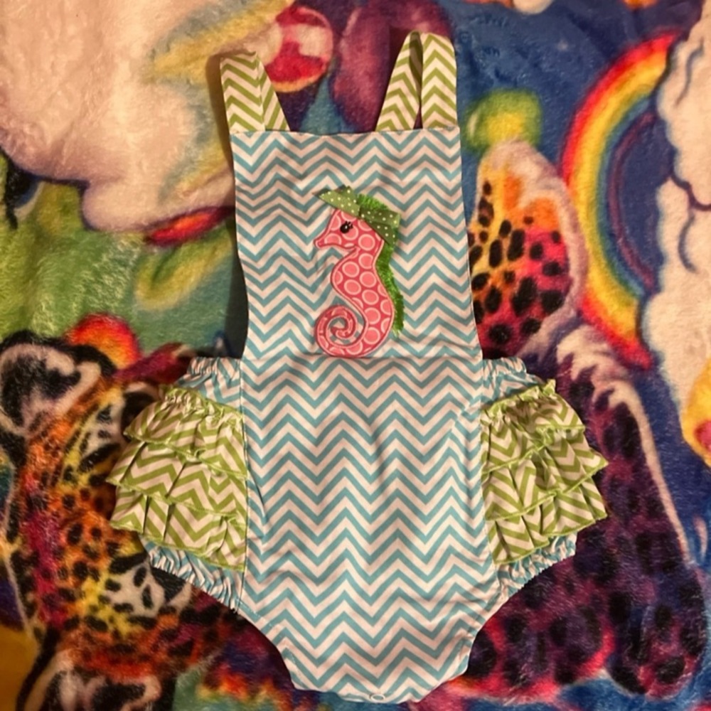 18 Months Seahorse Overall Bubble Romper
